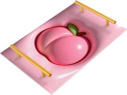3D Peach Decorative Rectangular Tray with Handles Boards with Handles for Jewelry Perfume for Platters Serving bandeja Rectangular decorativa para cocina