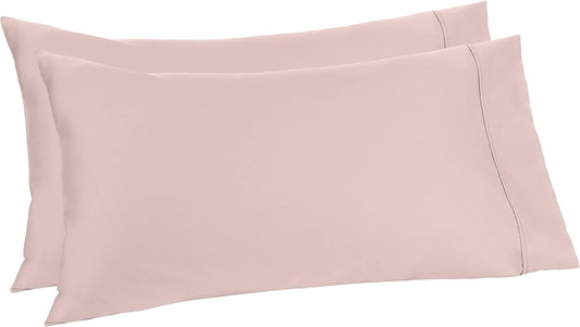 Amazon Aware 100% Organic Cotton 300 Thread Count Pillowcase Set, Blush, Standard, 2 Pack, 32" x 20"