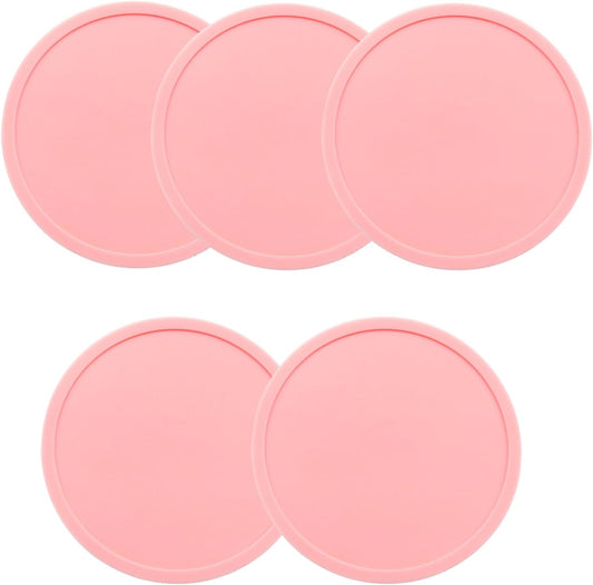 5 Pack Pink Coasters,Non-Slip Cup Coasters for Tables,Office, Desks,Kitchen,Bar,Drink Coasters,3.93inch