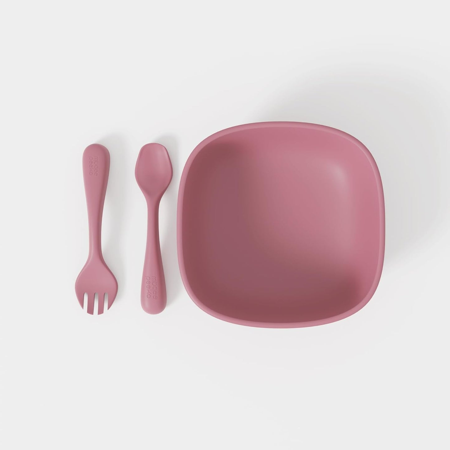 Silicone Baby Feeding Set for Infants with Baby Spoons Baby Forks and Suction Bowls for Baby in Pink Color - (3 Piece Set) Baby Eating Eating Essentials in Safe Silicone
