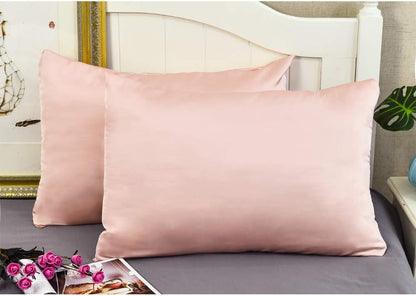Jocoku 100% Mulberry Silk Pillowcases Set of 2 for Hair and Skin and Super Soft and Breathable Queen Size Nature Silk Pillowcases (Queen, Pink)