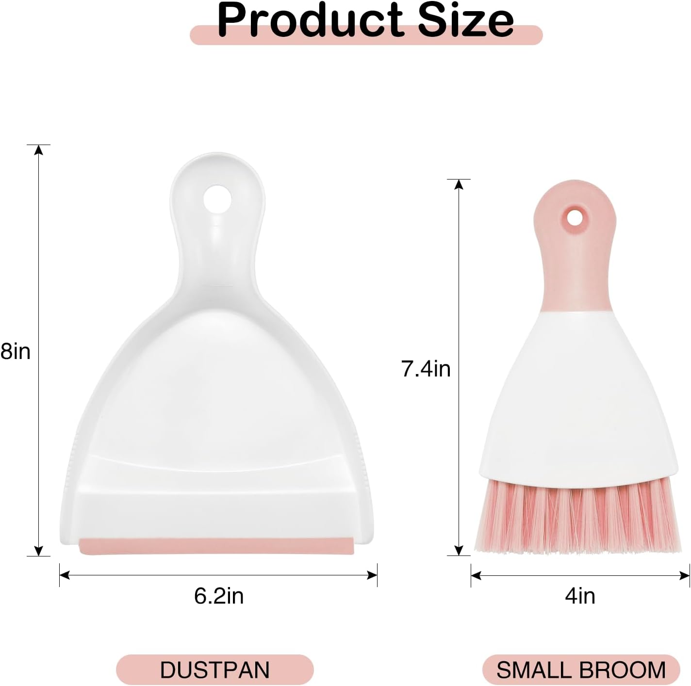 NACENA Mini Dustpan and Brush Set 2 Pack, Small Broom and Dustpan Set Dust Pan and Mini Hand Broom Dustpan and Broom Combo Compact for Home Table Keyboards Sofa Kitchen, Pink