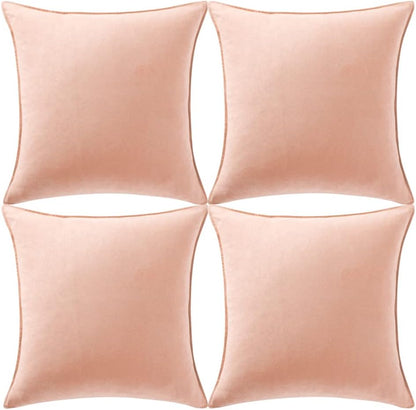 Fancy Homi 4 Packs Peach Decorative Throw Pillow Covers 18x18 inch, Super Soft Faux Suede Square Pillow Covers, Solid Cushion Cover for Couch Living Room Sofa Bedroom 45x45 cm