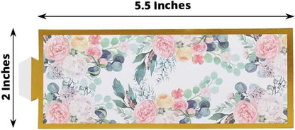 Efavormart 50 Pack Pink Peony Floral Paper Napkin Rings with Gold Edge, Disposable Napkin Holders Bands - 1.5"