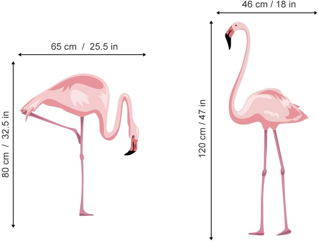 decalmile Pink Flamingo Wall Stickers Peel and Stick Wall Decals for Bedroom Living Room Kids Room Wall Decor(H: 47")