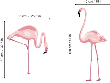 decalmile Pink Flamingo Wall Stickers Peel and Stick Wall Decals for Bedroom Living Room Kids Room Wall Decor(H: 47")