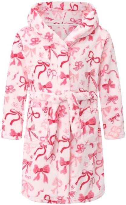 Kid Fleece Hooded Robes Girls Bathrobes Boys Soft Plush Sleepwear Toddler Fuzzy Pajamas