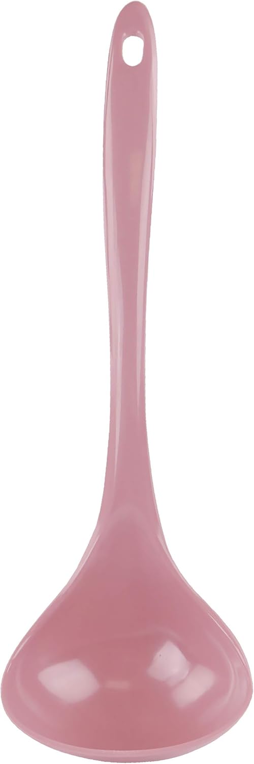 Reston Lloyd Melamine Soup Ladle Kitchen Utensil, Premium Quality Utensil with Heat Resistant Ergonomic Handle, Durable BPA-Free Plastic, 10.5 inch long, One Piece, Pink
