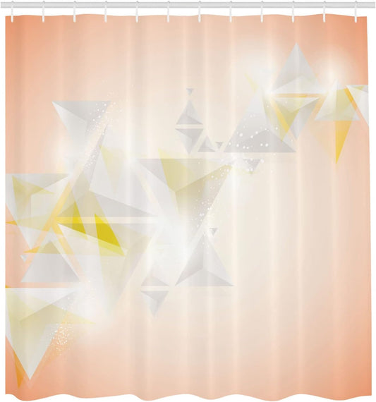 Ambesonne Abstract Shower Curtain, Geometric Triangle Shapes Ombre Little Big Shaped Modern Cool Art, Cloth Fabric Bathroom Decor Set with Hooks, 69" W x 75" L, Pale Peach