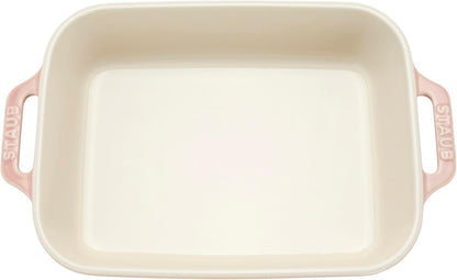 Staub Ceramic 4-pc Baking Pans Set, Casserole Dish with Lid, Brownie Pan, Light Pink