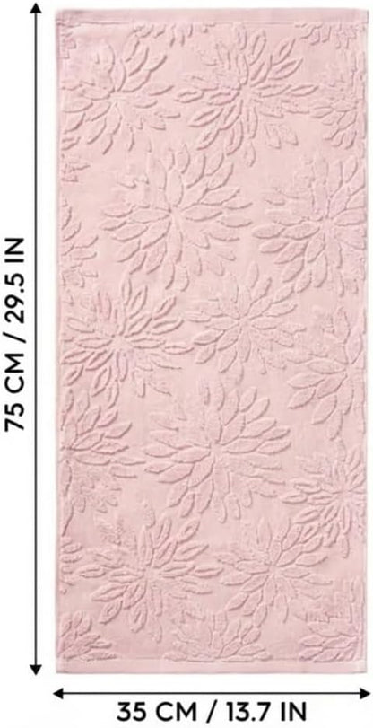 Artoid Mode 2 Pcs Pink 3D Dahlia Floral Jacquard Hand Towels for Bathroom, 100% Cotton Soft Absorbent Bathroom Decor Towels, 13.7 x 29.5 Inch