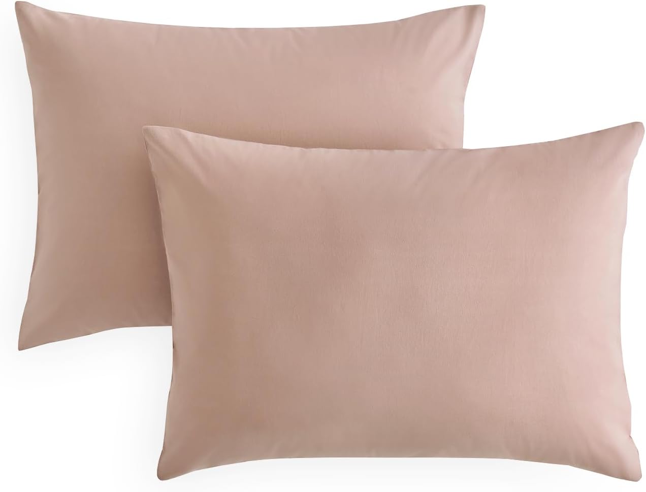 Wake In Cloud - Cotton Pillow Cases, 100% Washed Cotton, Breathable Neutral Farmhouse, Set of 2 Pillowcases Pillow Shams Covers, Dusty Pink, Standard Size 20x26 Inches