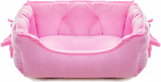 Cute Princess Dog Bed Pink Puppy Bed for Small Dogs Breathable Cat Couch Bowknot Pet Cushion Comfortable Kitten Nest Girl Doggy Sofa, Waterproof Bottom (Pink)