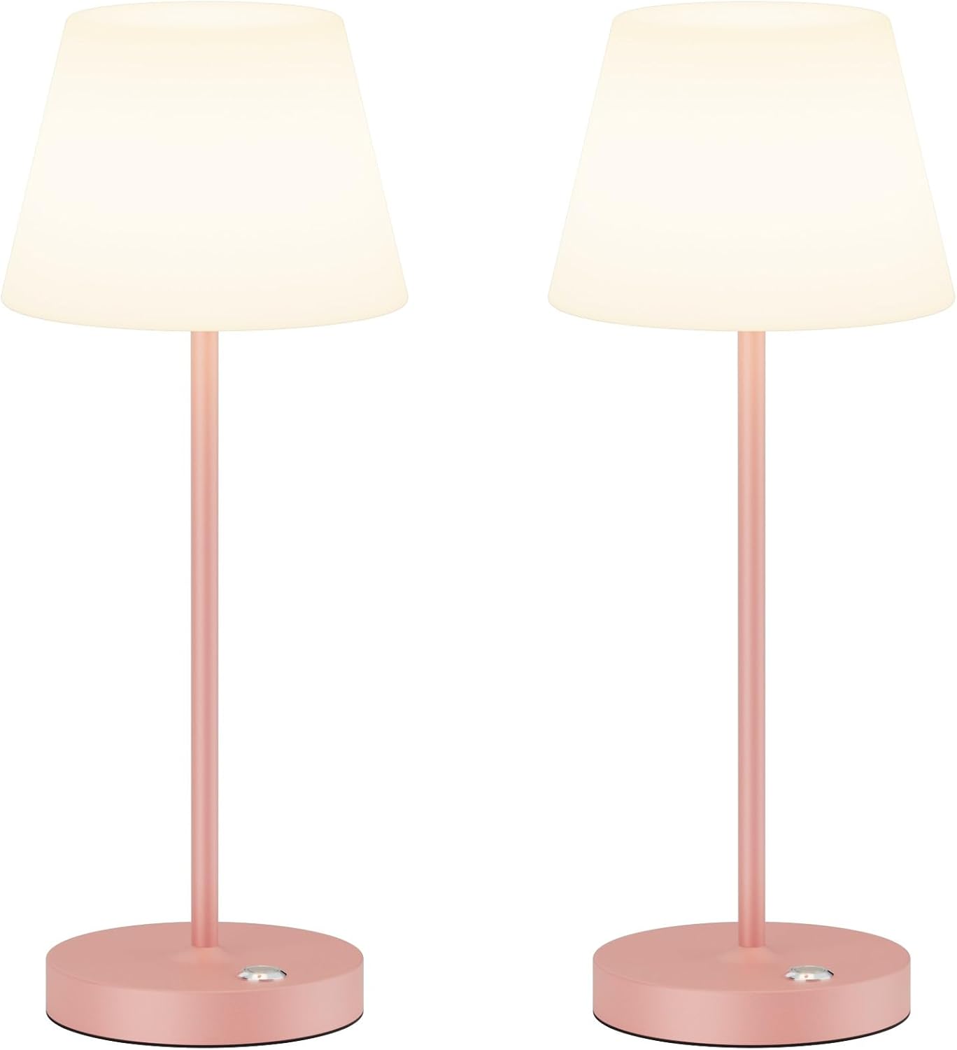 2 Pack Battery Operated Table Lamps, 6000mAh Cordless Battery Powered Desk Lamp, Modern LED Outdoor Waterproof Acrylic Table Lamps (Pink)