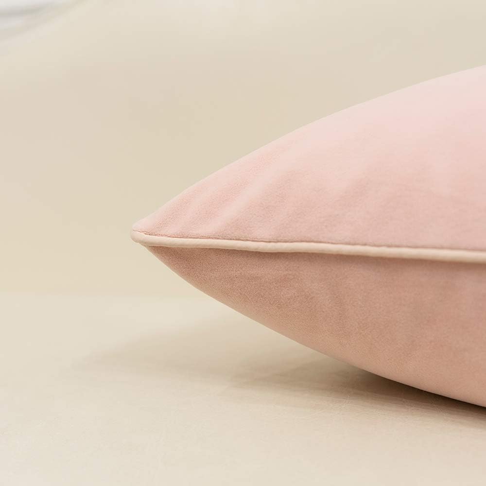 Avigers 18 x 18 Inches Pink White Gold Leather Striped Patchwork Velvet Cushion Case Luxury Modern Throw Pillow Cover Decorative Pillow for Couch Living Room Bedroom Car