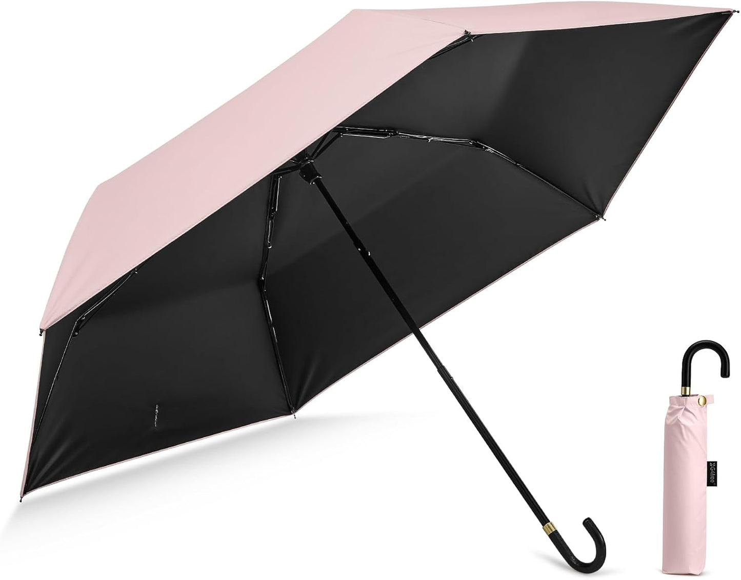 G4Free Mini Travel Umbrella UPF 50+ Ultralight Slim UV Protection Parasol, Windproof Compact Umbrella for Sun & Rain, Portable with J Hook Curved Handle Japanese Style for Women