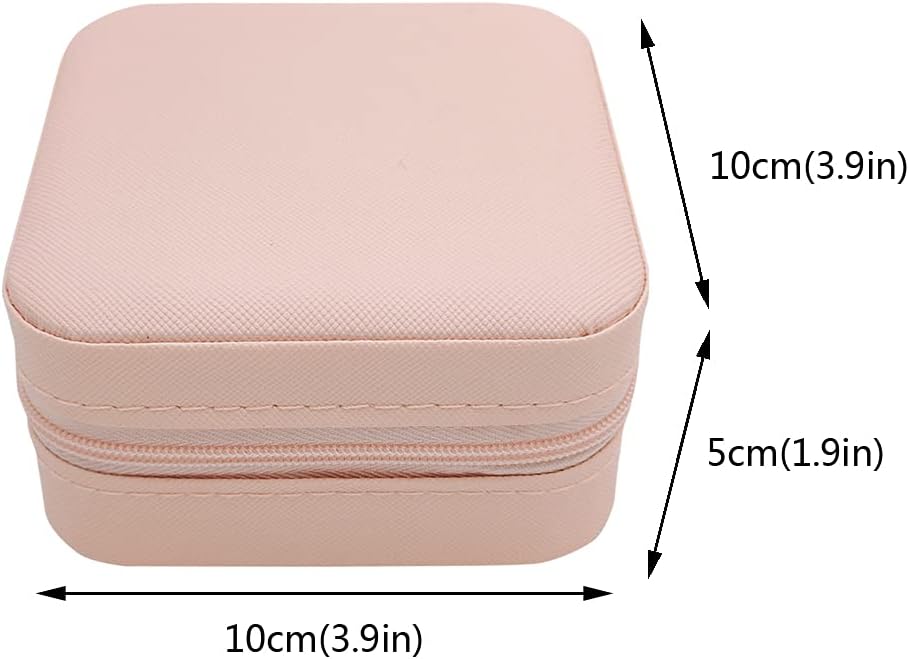 TRODANCE Mini Jewelry Case, Small Travel Jewelry Organizer, Portable Jewelry Box Mini Storage Organizer Display Box For Rings Earrings Necklaces (Pink-4)