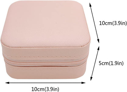 TRODANCE Mini Jewelry Case, Small Travel Jewelry Organizer, Portable Jewelry Box Mini Storage Organizer Display Box For Rings Earrings Necklaces (Pink-4)