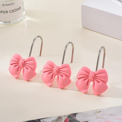 SUQ I OME 12PCS Decorative Shower Curtain Hooks, Bow Knot Resin Curtain Hooks Shower Rings for Bathroom