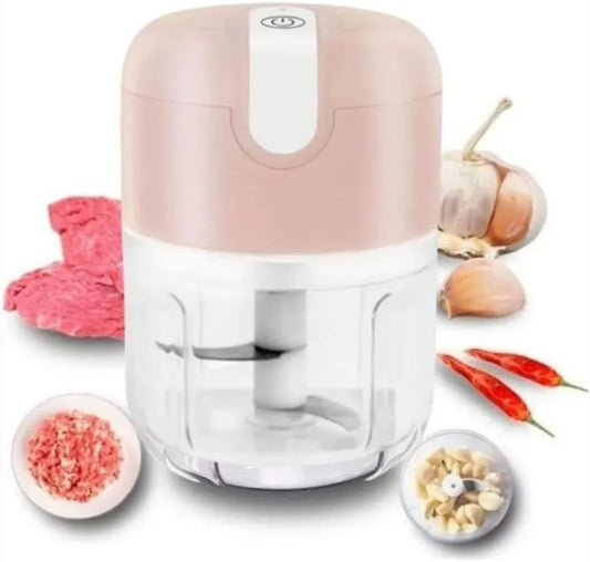 Mini Food Processor 3 Blades Electric 250ml Usb (Pink)