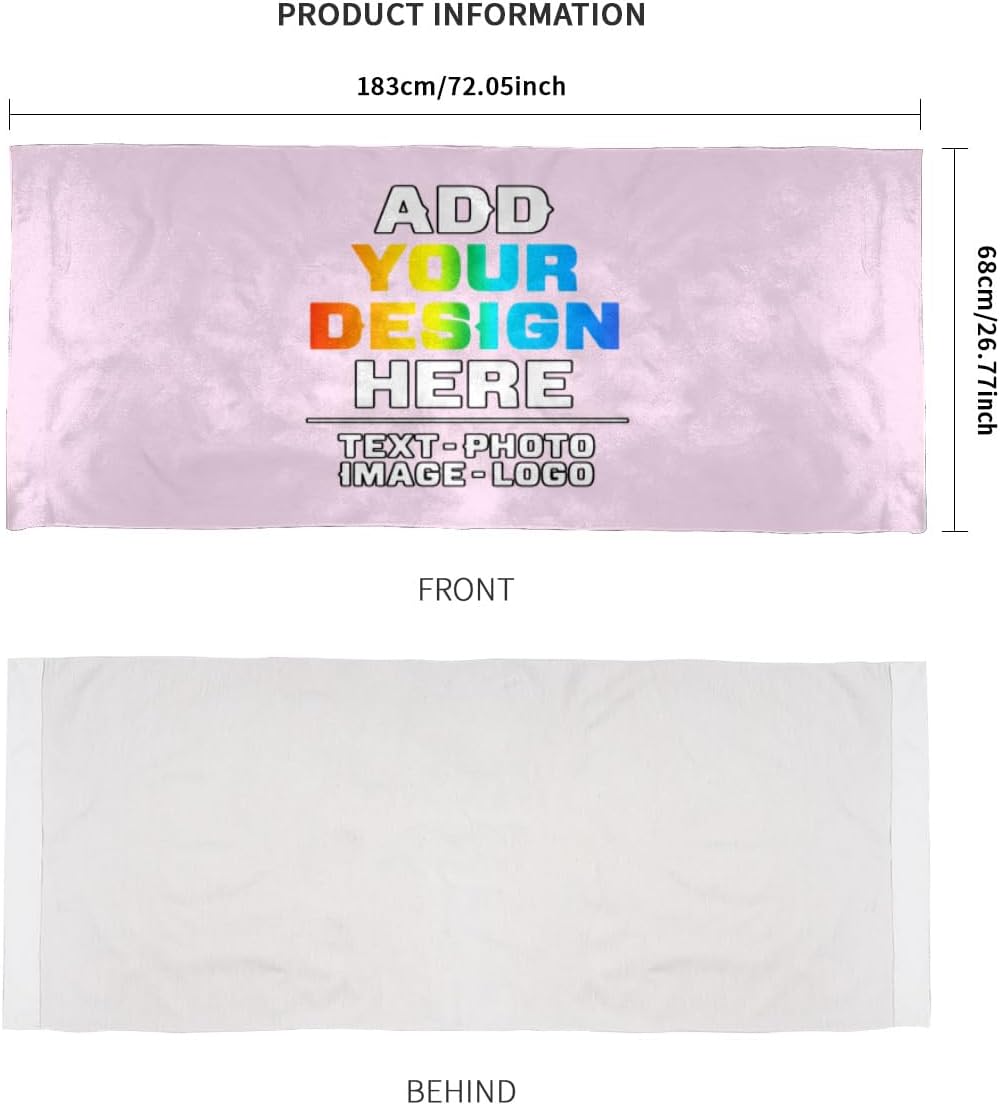 Custom Yoga Towel,Personalized Soft Towels Add Your Design Beach Towel with Picture Text Logo Name for Home Outdoor Sports Gym Yoga Light Pink