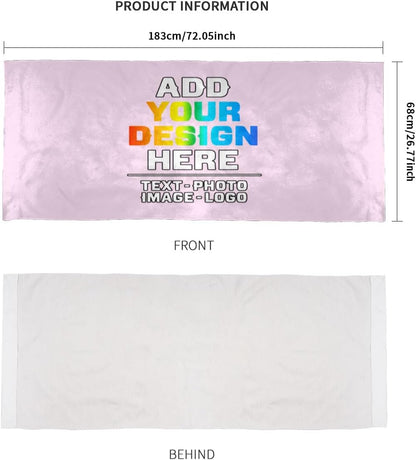 Custom Yoga Towel,Personalized Soft Towels Add Your Design Beach Towel with Picture Text Logo Name for Home Outdoor Sports Gym Yoga Light Pink