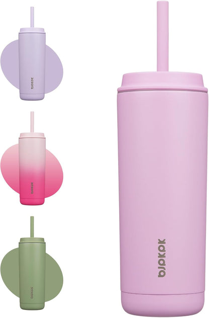 BJPKPK Insulated Tumbler with Lid and Straw,20 oz Stainless Steel Travel Coffee Mug,Spill Proof Thermal Cup,Keep Drinks Cold and Hot,Light Pink