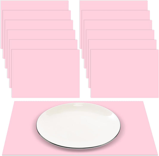 Fullhawl 60 Pcs Pink Paper Placemats, Disposable Rectangular Table Setting Mats for Bridal Shower, Baby Shower, Mother's Day Brunch, Birthday Party & Wedding Decor, 10 x 14 Inch