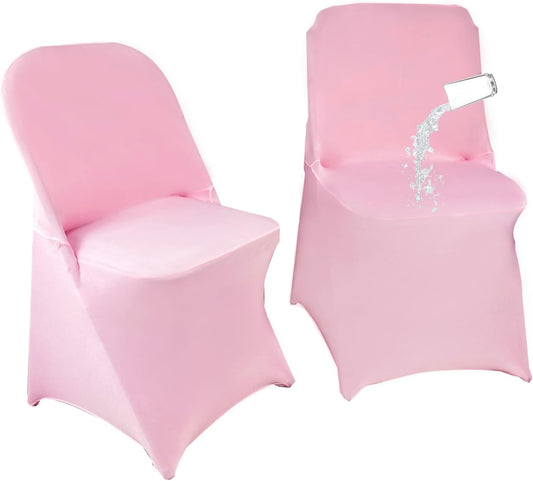 40PCS Stretch Spandex Folding Waterproof Chair Covers,Universal Fitted Chair Cover Protector for Wedding Party Banquet Holidays Celebration Decoration(Pink)