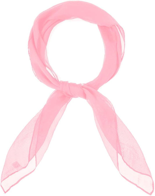 MissShorthair 50s Chiffon Scarf Sheer Square Neck Head Scarf for Women