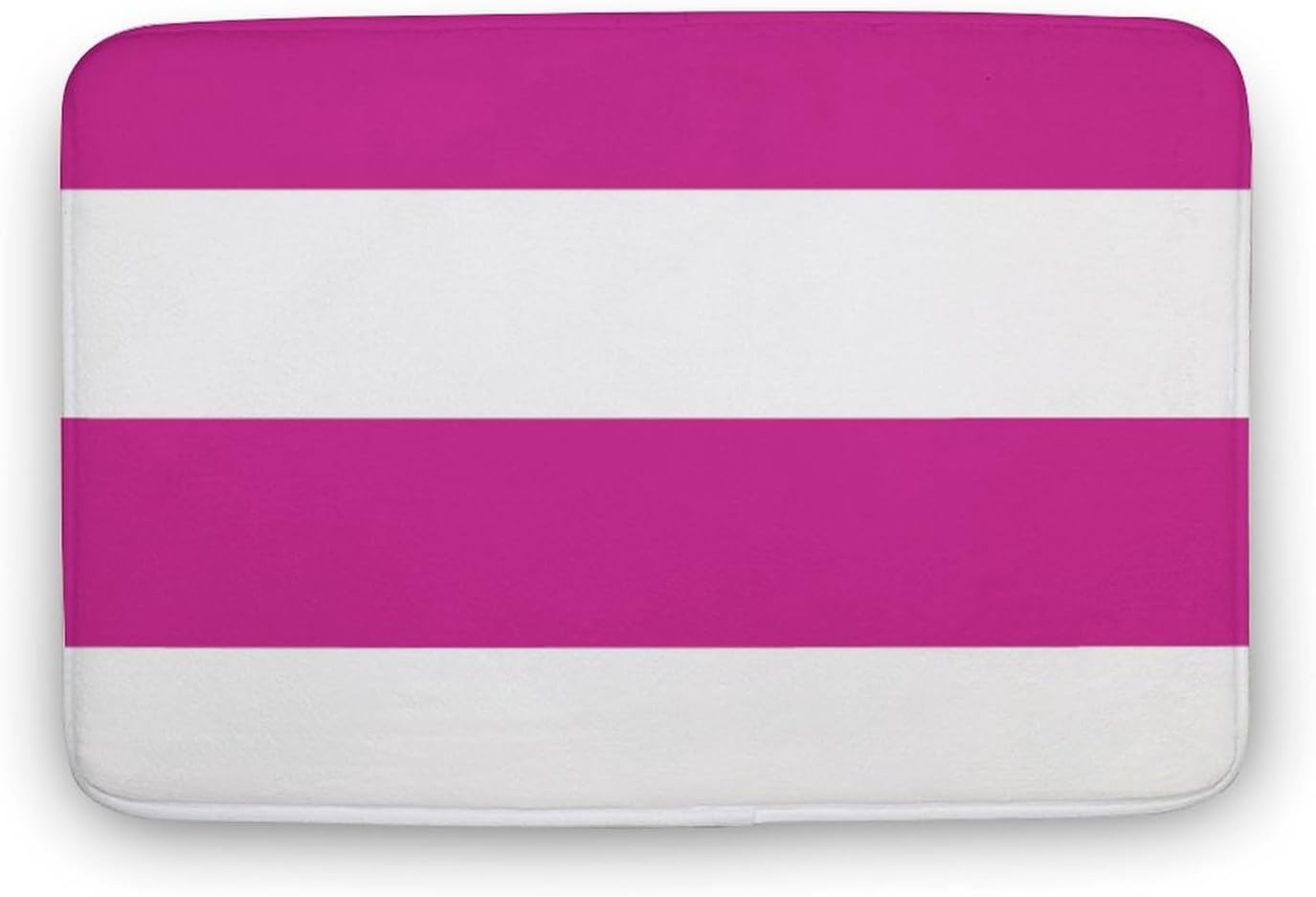 Bright Pink and White Simple Stripes Bathroom Rug, Non Slip & Soft Absorbent Bath Mat Carpets for Bathroom 16" x 24"