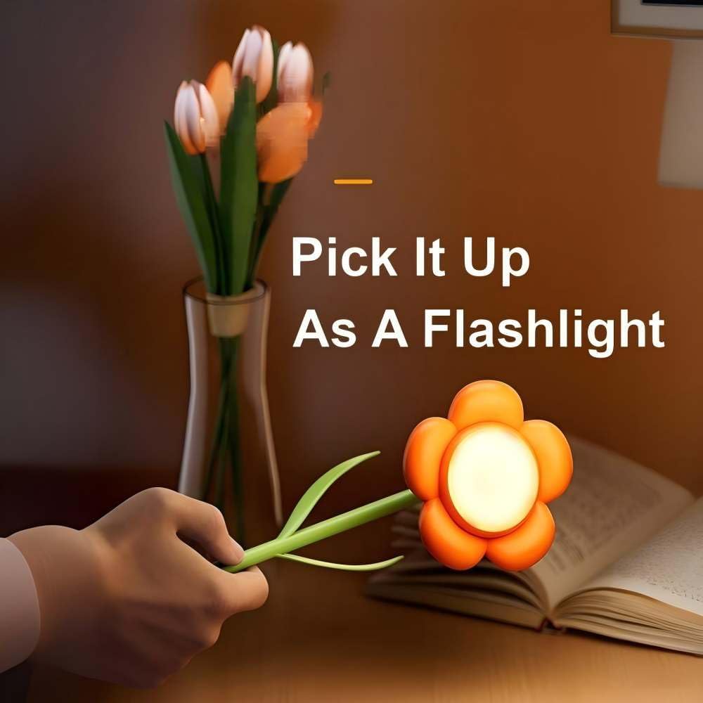 Rechargeable Flower Desk Lamp Infinite Dimming Trichromatic Temperature Adjustable Brightness Memory LED Light for Bedroom Study Office (Pink,Sunflower)