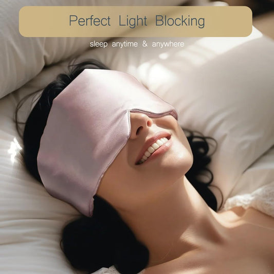 Satin Sleep Eye Mask, 100% Complete Blackout Sleeping Mask for Women Men Side Sleepers, Zero Pressure Eye Shade with Adjustable Strap, Lightweight Breathable Night Blindfold for Travel Shift Work Naps