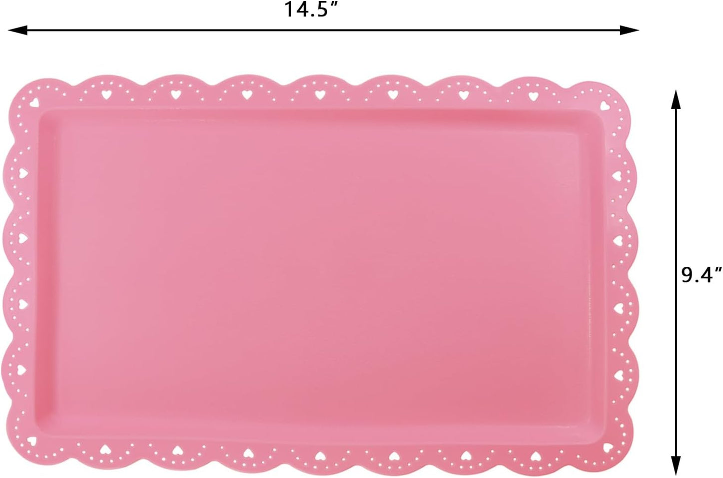 4 Pack Plastic Serving Tray for Party, 14.5 x 9.4 Inch Heavy Duty Platters for Party Buffet Wedding (Pink)