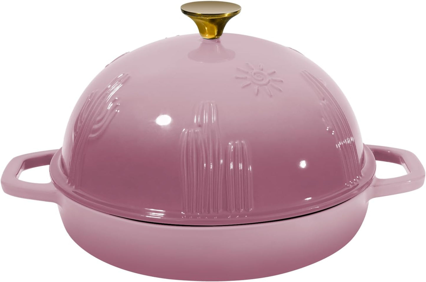 Flavehc Bread Oven Cast Iron Bread Dutch Oven with Cloche Lid for Bread Baking BerryPink Enameled Cast Iron Bread Oven with Dome Lid for Sourdough 5 qt