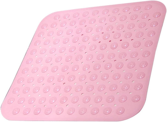 Unomor Non-Slip Bath Mat Suction Cups TPR Rubber PVC Pad Featuring Dots for Enhanced Safety Pink for Bathroom and Shower Use