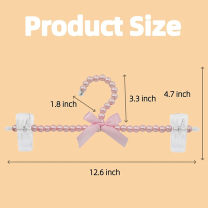 13 inch Pearl Hanger Pants Hangers with Clip,Cute Ribbon Bow Hanger Clip Hangers for Wedding Dress Bride Bridesmaid Lingerie
