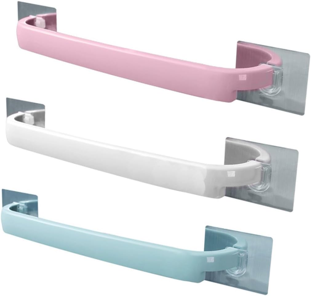 Wall Mounted Towel Rack Pink Self Adhesive Towel Shelf for Bathroom Kitchen Space Saving Storage