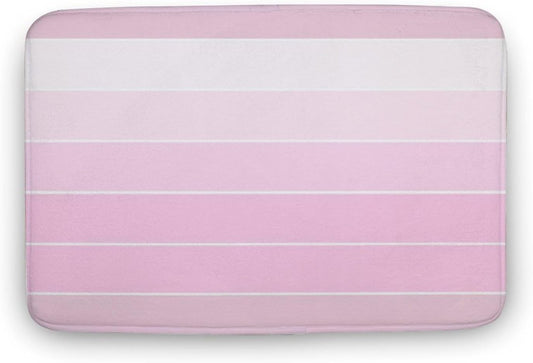 Chic Pink Stripe Pattern Bathroom Rugs, Non Slip & Absorbent Bath Mat Carpets for Bathroom, Entryway or Sink 16" x 24"