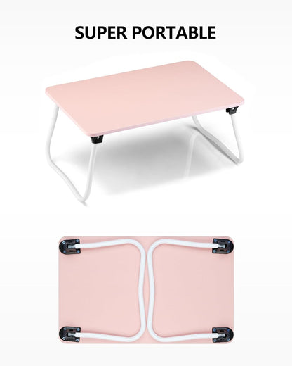 Portable Lap Desk Bed Desk Lap Table Bed Table, Laptop Stand Breakfast Serving Tray, Foldable & Lightweight Mini Table, Lap Tablet Desk for Sofa Couch Floor - - Pink