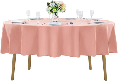 Cupuamon 90 inch Round Tablecloth Washable Polyester Table Cloth Decorative Table Cover for Wedding Party Dining Banquet（90 inch, Dusty Pink）