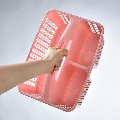 Portable Shower Caddy Basket,Convenient Cleaning Supplies Organizer with Compartments and Handle,Ideal for Bathroom, Bedroom, Kitchen, College Dorm,Garden,etc.12.4" x 7.4" x 5.1"pink
