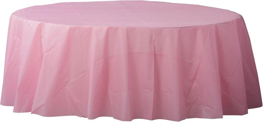 Pink Round Plastic Table Cover - 84" (1 Pc.) - Vibrant and Perfect for Parties, Weddings, & Special Occasions