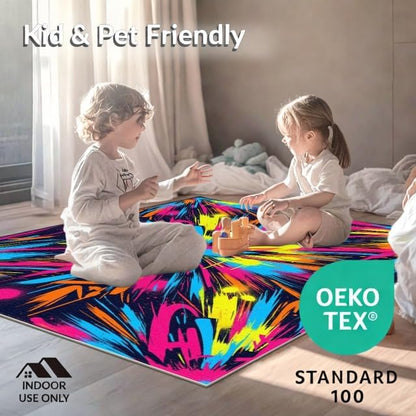 Design&I 5'x7' Smooth Finish Abstract Abstract Washable Mat, Pink for Guest Room, Lounge, Apartment, Flatweave & Snag-Free Daily Traffic Ready Area Rug | 2297711