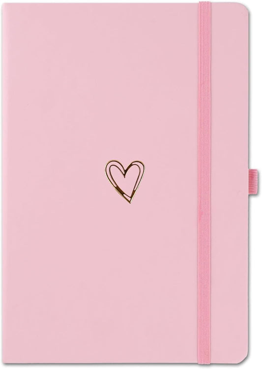 A5 Lined Journal Notebook, Hardcover Note Book Leather Journals for Girls Women,Cute Heart Pattern Design A5 Diary Notepad for Work, School, Note Taking, Business (Pink)