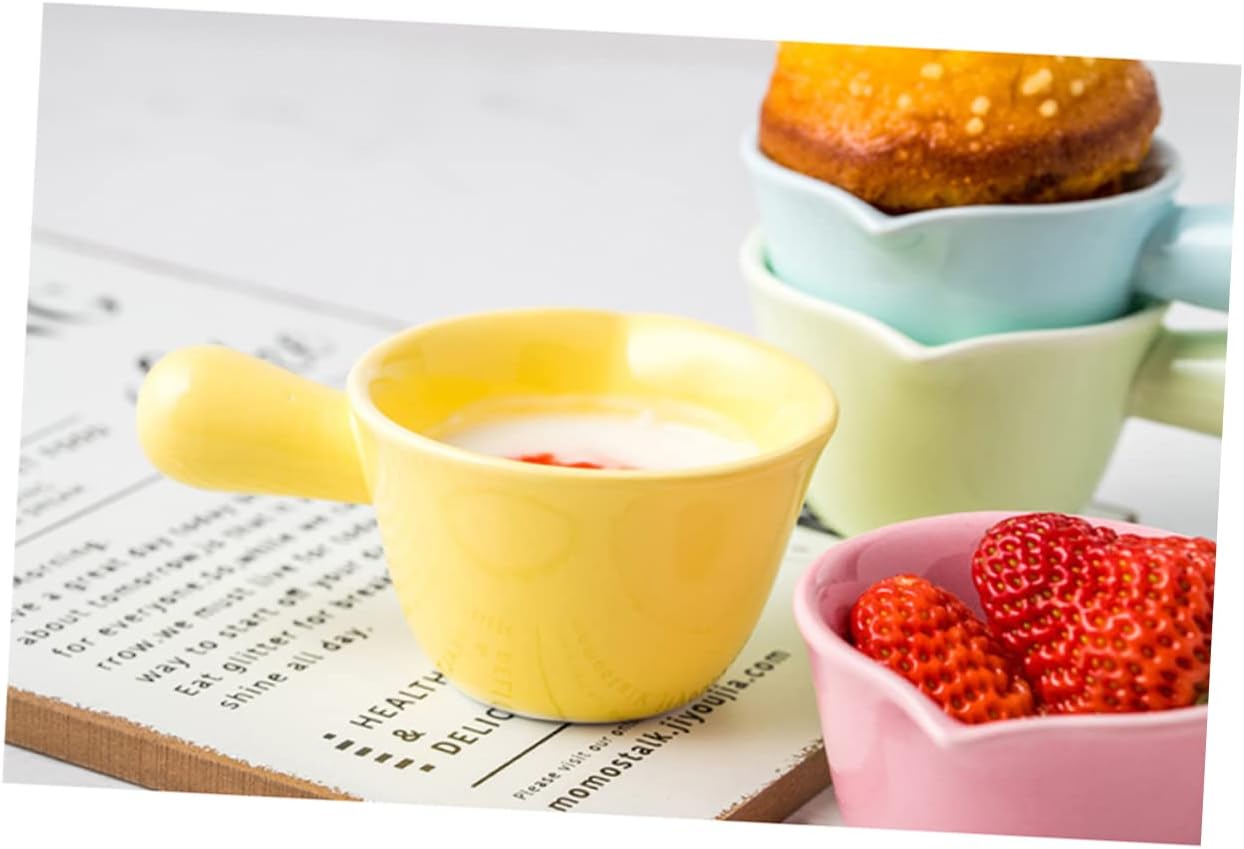 Ceramic Milk Pan Single Handle Pot Pink Cooking Pot Milk Spout Multifunctional Small