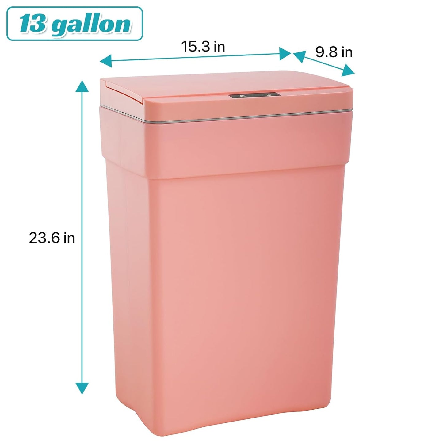 Dkeli Automatic Trash Can 13 Gallon Kitchen Trash Can for Bathroom Bedroom Home Office High-Capacity Plastic Touch Free Garbage Can with Lid Waste Bin 50 Liter, Pink