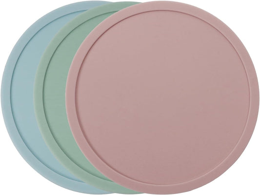 ONLYKXY 3pcs Round Silicone Coasters for Drinks,Universal Non-Slip Cup Mat Colorful Coffee Coasters for Table Desk Decor Home,Office,Bar,Kitchen,Hot & Cold Tea,Beer,Mugs,Cocktails (Pink,Green,Blue)