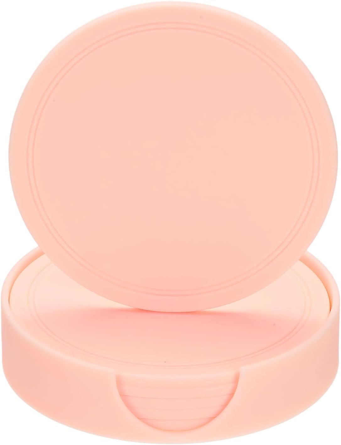 uxcell Drink Coasters with Holder, 3.5 Inch PVC Coffee Cup Mat Housewarming Gifts for Hot or Cold Drinks, Pink