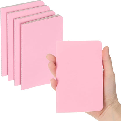 PATIKIL 4 Pack A6 Notebook, A6 Journal Mini Notebook Pocket Kraft Memo Notepads Lined Sketchbook Small 3.5x5.5 Inch 30 Sheets for Men Women Office Supplies Purse Travelers, Pink
